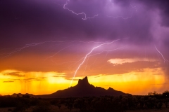 Lightning and Sunset at Picacho Peak