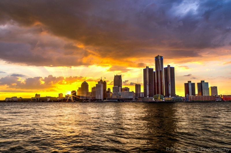 Sunset over detroit